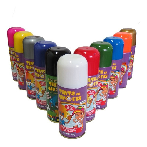 Imagem 2 de 6 de Tinta Spray Colorir Cabelo Festa Fantasia Carnaval Kit Com 4