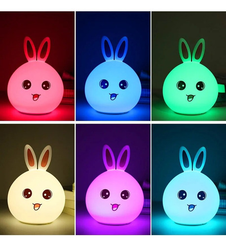 Lámpara De Conejo Rosa, Espanta Cuco Silicona -led Usb 8 Luz