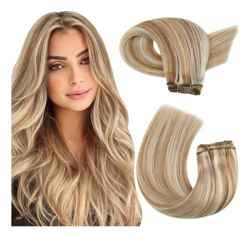 Moresoo Extensiones De Cabello Humano Rubio Para Coser, Exte