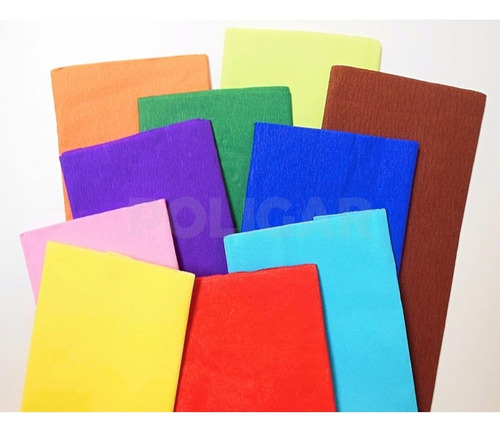 Papel Crepe - Color - 2mts X 50cm -  Pack X 10 Unidades 