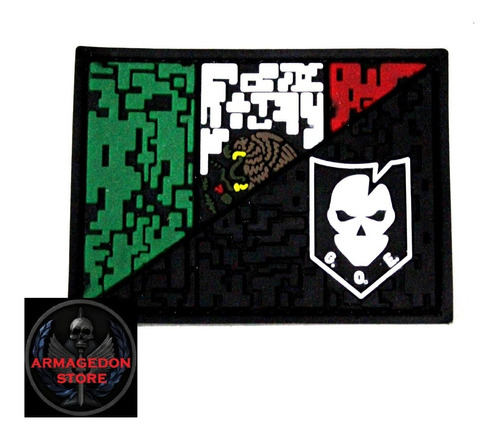 Parche Bandera México Punisher Policia Militar Marina Blk