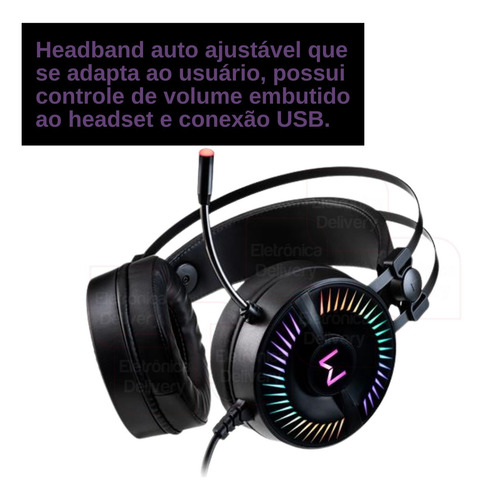 Imagem 5 de 8 de Fone Headset Gamer Rgb Usb 2.0 Warrior Flamma - Ph306