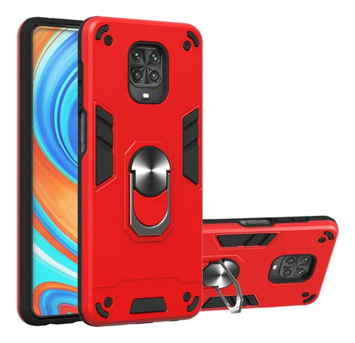 Funda Para Xiaomi Redmi Note 9s Con Anillo Metálico Rojo