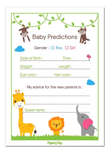 30 Tarjetas De Predicción Y Consejos Baby Shower, Niñ...