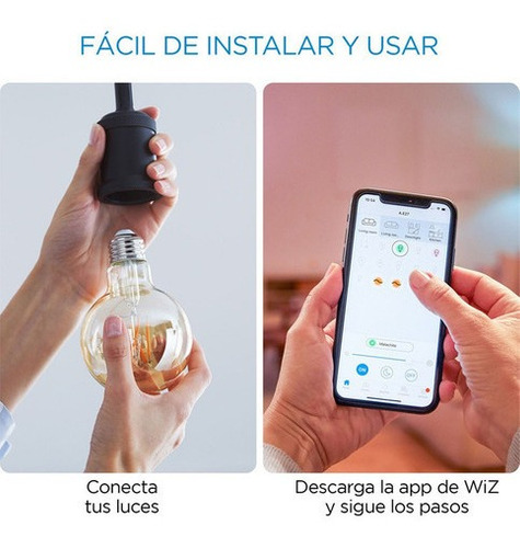 Imagen 3 de 9 de Foco Led Inteligente Wifi Wiz Filamento Globo 6.9w X6 Uds