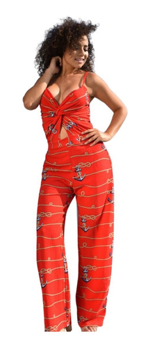 Palazzo Jumper Mujer Con Diseño De Anclas Jumpsuit Dama