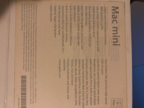 Oportunidad. Mac Mini 2.0 Ghz Intel Core Duo 2 + Memorias