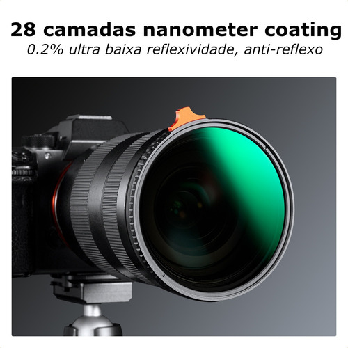 Filtro Nd 2-400 Nano X 58mm K&f Concept Densidade Neutra