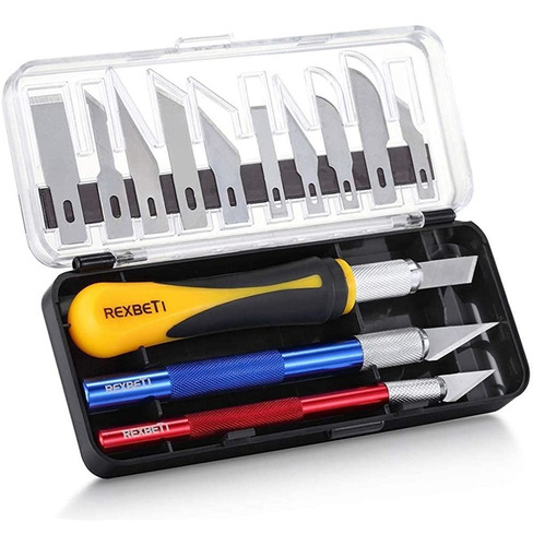 Rexbeti 16 Piezas De Precisión Hobby Craft Knife Set, Con 10