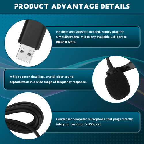 W Microfone Usb Universal Lavalier Microphone Clip -