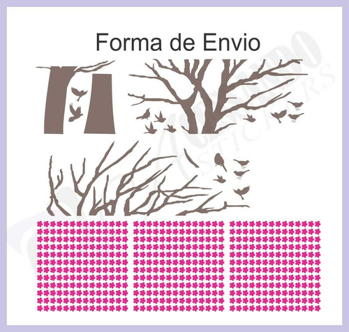 Imagem 4 de 5 de Adesivo De Parede Para Sala Arvores Flores Cerejeira Sakura