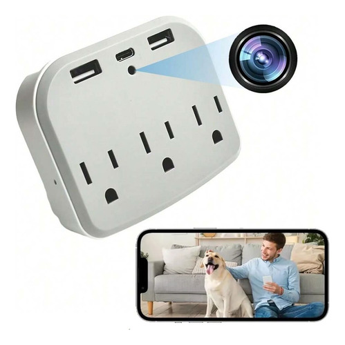 Cámara De Pared | 4k Wifi Live | Cargador Usb Power Strip