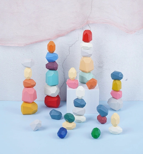 Imagen 1 de 5 de Juego De Bloques De Construcción Jenga Piedras De Colores