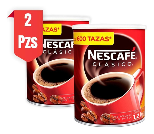 2 Botes De Nescafé Clásico Café Soluble 1.2kg C/u 600 Tazas