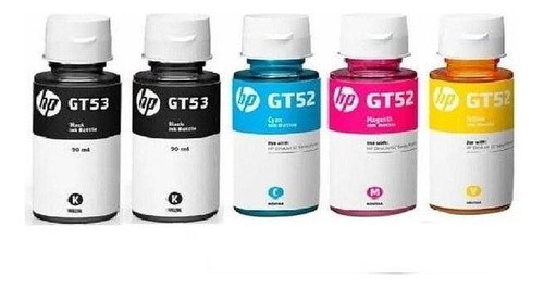 Kit De 5 Botellas De Tinta Hp 2 Gt53 Negro Y Gt52 Tricolor