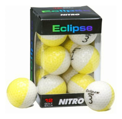 Nitro Eclipse Paquete De 12 pelotas De Golf, Yellow/wht, 12