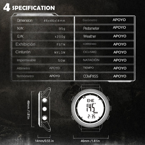 Reloj Digital Apache46 Para Hombre, Exterior, Resistente Al