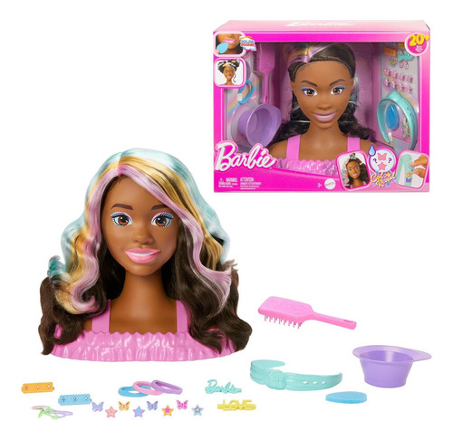 Cabeza De Estilo Barbie Mattel Con Cabello Marrón Y