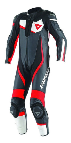 Mono Dainese Veloster 1 Pieza Negro Blanco Rojo Fluo