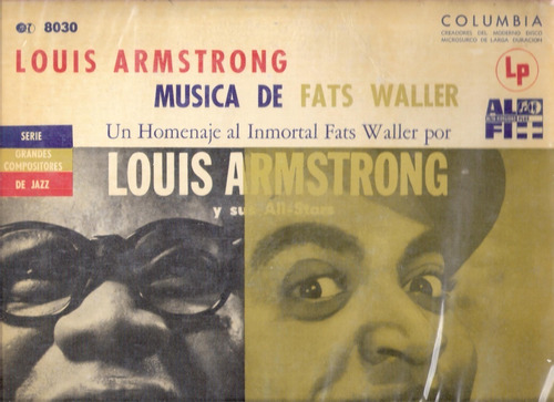 Louis Armstrong: Musica De Fats Waller / Vinilo Columbia