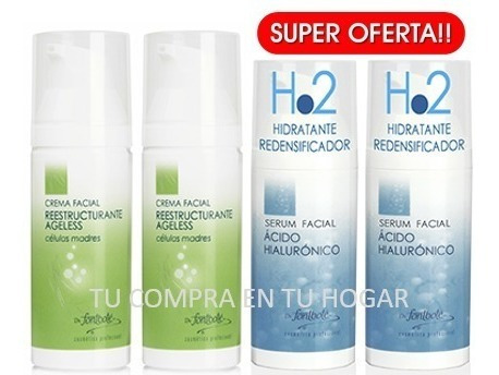 2 Cremas Celulas Madre + 2 Serum Acido Hialuronico Antiage