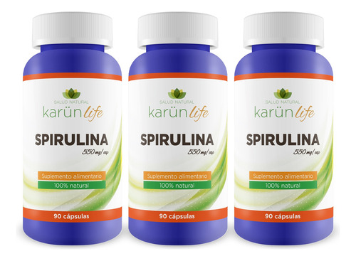 Spirulina Pack Premium - 3 Frascos (270 Capsuslas)