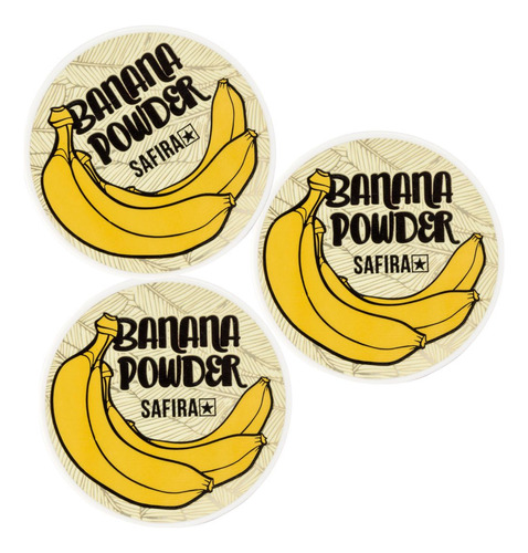 Base de maquiagem em pó Safira Cosméticos Banana Powder PÓ DE BANANA Banana Powder  -  kit de 3 unidades de 30mL 30g