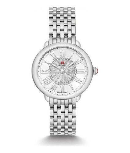 Michele Serein Mid Silver Sunray W Diamond Dial & Bracelet 