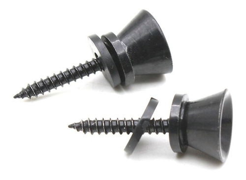 2pcs Correa Guitarra Con Tornillo De Peg Metal Negro / Plata