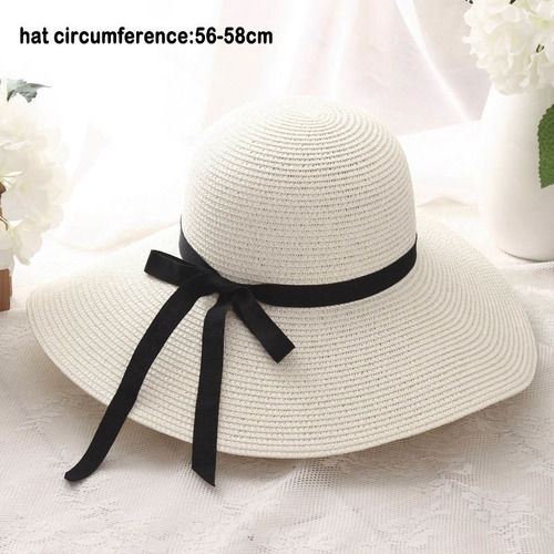 Sombrero De Paja De Playa De Verano Para Mujer, Sombrilla