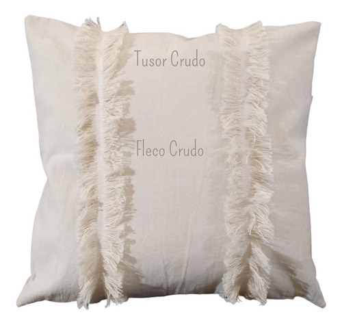 Imagen 2 de 10 de Fundas Para Almohadones Boho 50x50 Tusor Con Flecos Nordicos