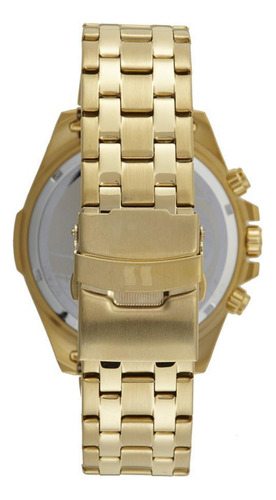 Relógio De Pulso Seculus Chronograph Tachymeter Com Corria De Aço Inoxidável Cor Dourado