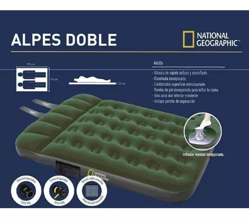 Colchon Inflable 2 Plazas National Geographic Con Inflador