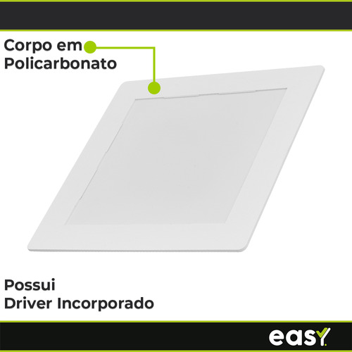Kit 20 Painel Led Embutir 18w 6500k Quadrado 127/220V - Easy Estrutura Branco Frio 127/220V