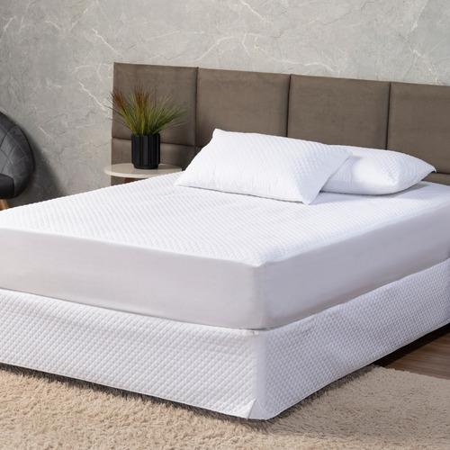 Capa Protetora Colchão Box Queen Matelado Premium Impermeável Branco Casa Laura Enxovais