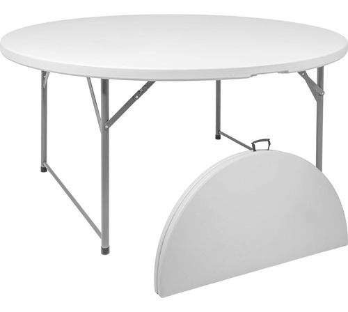 Mesa Plegable Portatil Redonda 1.50m Jardin Exterior Color Blanco