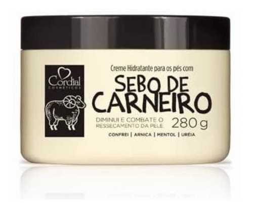  Creme Hidratante com Sebo de Carneiro Evita Rachaduras Dos Pés Ressecamento Da Pele Proporciona Maciez e Hidratação dos Pés e Pele Cordial Cosméticos