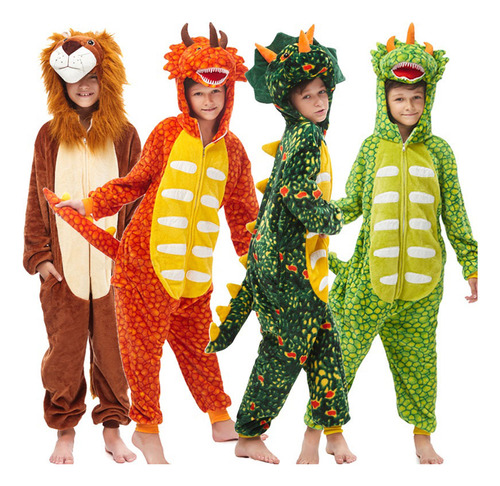 Pijama De Dinosaurio, Camisón Con Capucha, Mono Para Niños