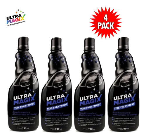 4 Acondicionador Abrillantador De Llantas 730ml Ultra Magix