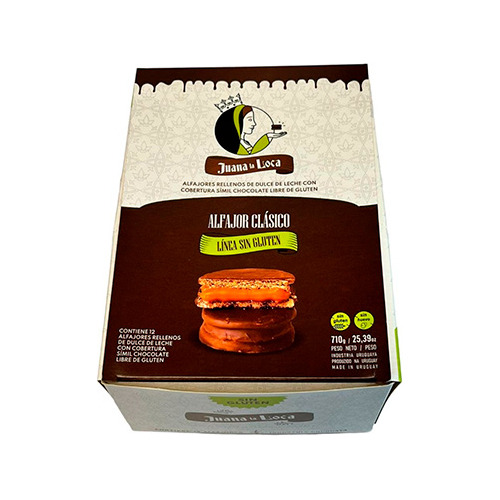 Caja 12 Alfajores Sin Glúten Juana La Loca Dulce De Leche Ub