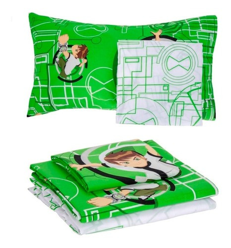  Juego De Sábanas Infantiles Ben 10 1 1/2 Plaza 3 Piezas