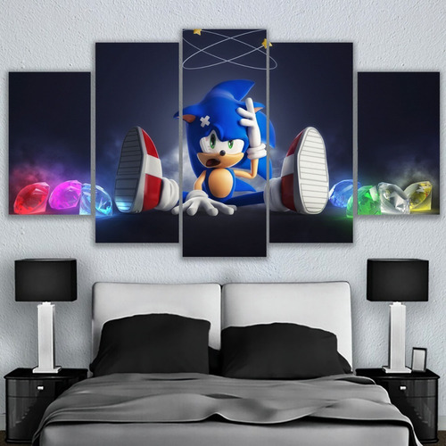 5 Cuadros Canvas Sonic The Hedgehog Con Marco Para Colgar