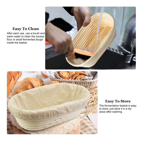 Cesta Ovalada Para Hacer Pan Banneton, Ratán Natural De 25 C