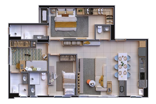 Imagem 21 de 30 de Apartamento À Venda Na Planta Inside Park Home, 3 Quartos Com 3 Suítes, 2 Vagas De Garagem, 91m² , Vila Rosa, Goiânia, Go - Go - Ap0215_insp