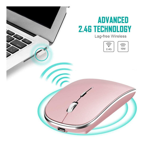 Mouse Inalámbrico, Ratón Inalámbrico Recargable Usb Y Tipo-c