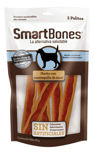 Smartbones Palitos Mantequilla De Maní | Snack Perro X 5 U