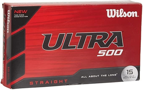 Wilson Ultra 500 Bola Recta Golf (15-pack), White