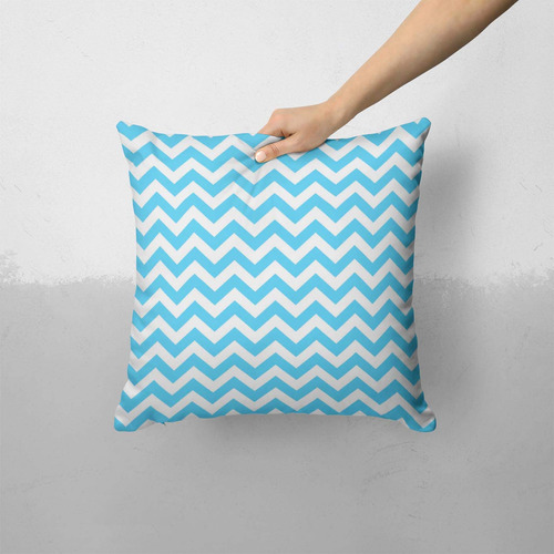 Funda Cojin Para Sofa Cama O Almohada Color Azul Blanco