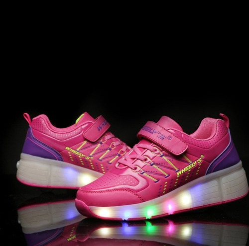Zapatillas Wheelys Con Luces Y Rueda Rosa