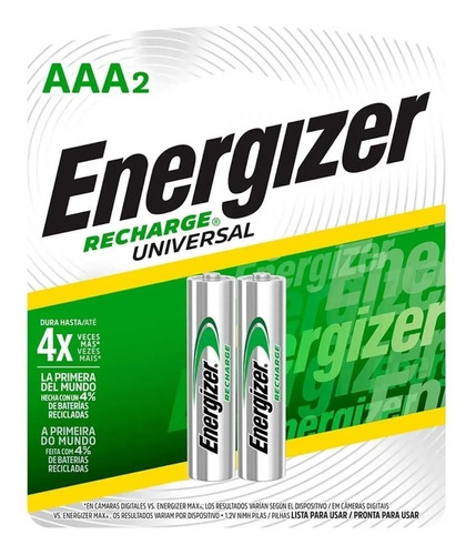 Pilas Recargables Aaa Energizer 700mah Blister 2 Unidades